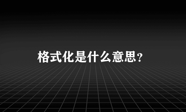 格式化是什么意思？