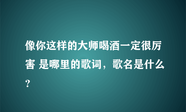 像你这样的大师喝酒一定很厉害 是哪里的歌词，歌名是什么？