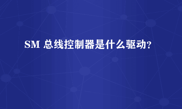 SM 总线控制器是什么驱动？