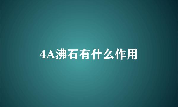 4A沸石有什么作用