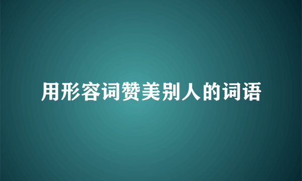 用形容词赞美别人的词语