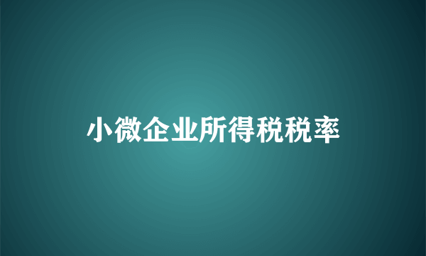 小微企业所得税税率