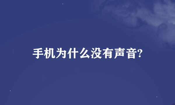 手机为什么没有声音?