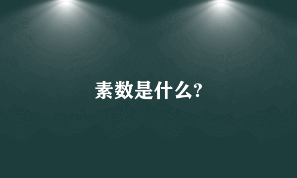 素数是什么?