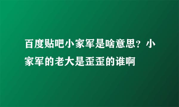 百度贴吧小家军是啥意思？小家军的老大是歪歪的谁啊