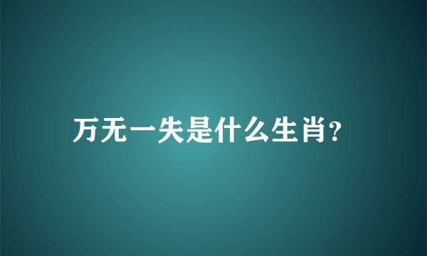 万无一失是什么生肖？