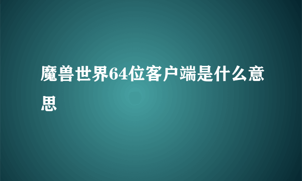 魔兽世界64位客户端是什么意思