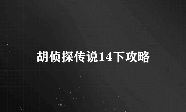 胡侦探传说14下攻略