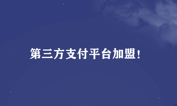 第三方支付平台加盟！