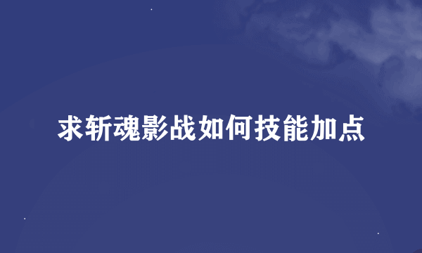 求斩魂影战如何技能加点