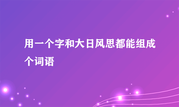 用一个字和大日风思都能组成个词语