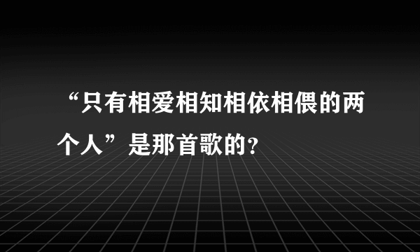 “只有相爱相知相依相偎的两个人”是那首歌的？