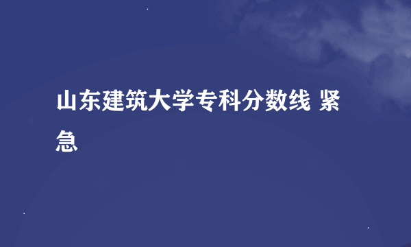 山东建筑大学专科分数线 紧急