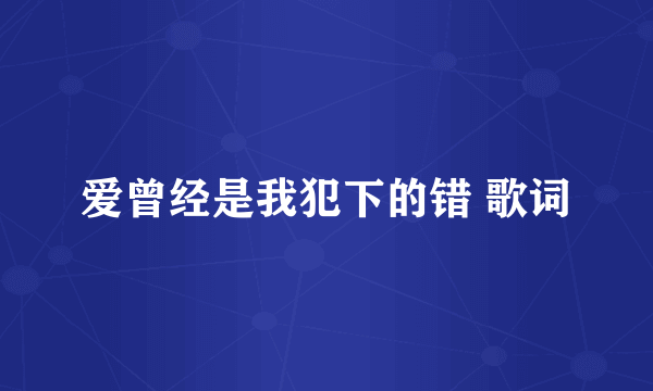 爱曾经是我犯下的错 歌词