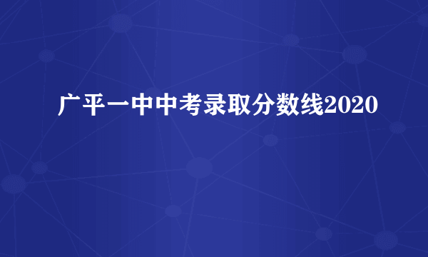 广平一中中考录取分数线2020