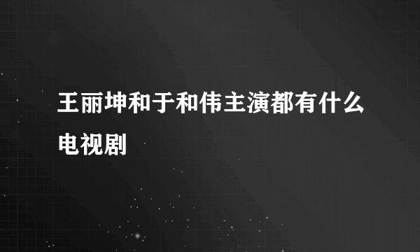 王丽坤和于和伟主演都有什么电视剧