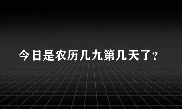 今日是农历几九第几天了？