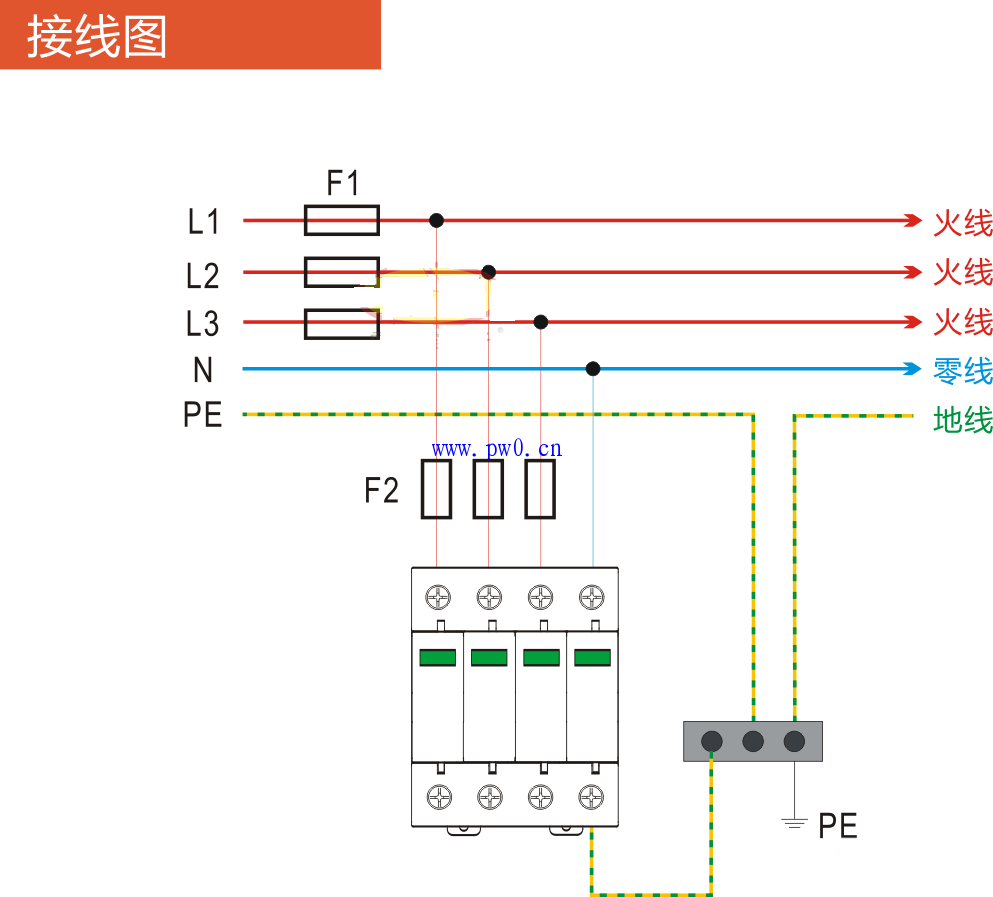 三相防雷开关接线图