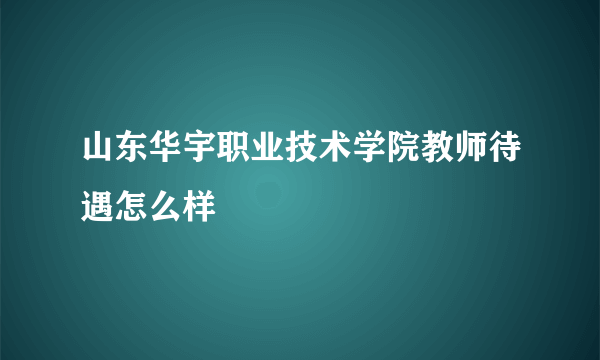 山东华宇职业技术学院教师待遇怎么样