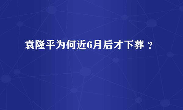 袁隆平为何近6月后才下葬 ？