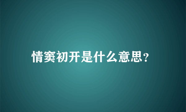 情窦初开是什么意思？