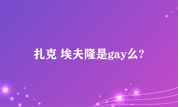 扎克 埃夫隆是gay么?