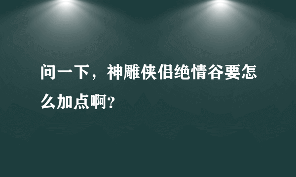 问一下，神雕侠侣绝情谷要怎么加点啊？