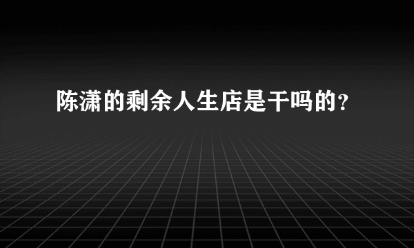 陈潇的剩余人生店是干吗的？