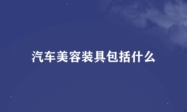 汽车美容装具包括什么