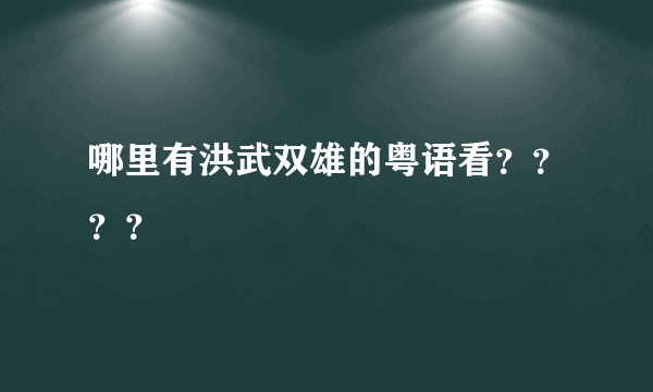 哪里有洪武双雄的粤语看？？？？