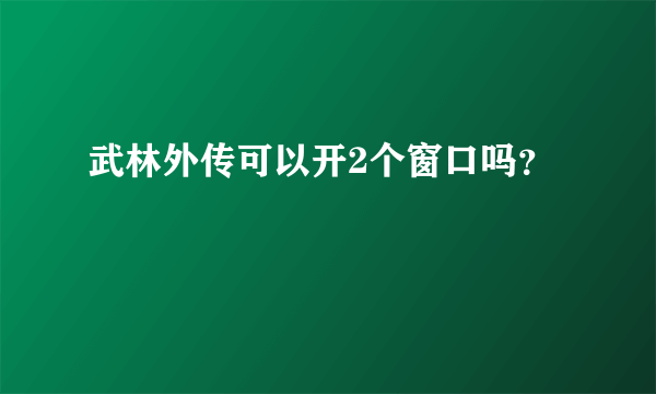 武林外传可以开2个窗口吗？