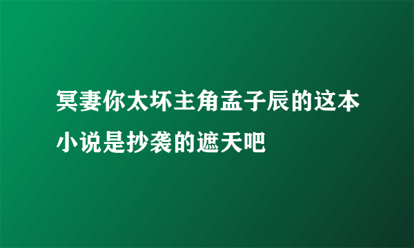 冥妻你太坏主角孟子辰的这本小说是抄袭的遮天吧