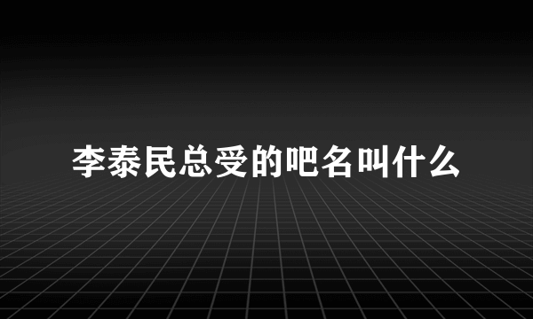 李泰民总受的吧名叫什么