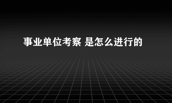 事业单位考察 是怎么进行的