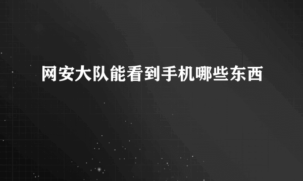 网安大队能看到手机哪些东西