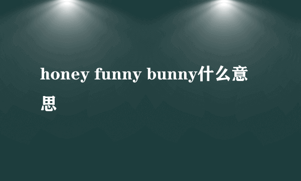 honey funny bunny什么意思