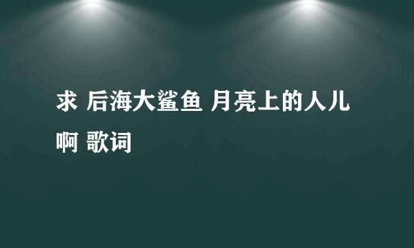 求 后海大鲨鱼 月亮上的人儿啊 歌词