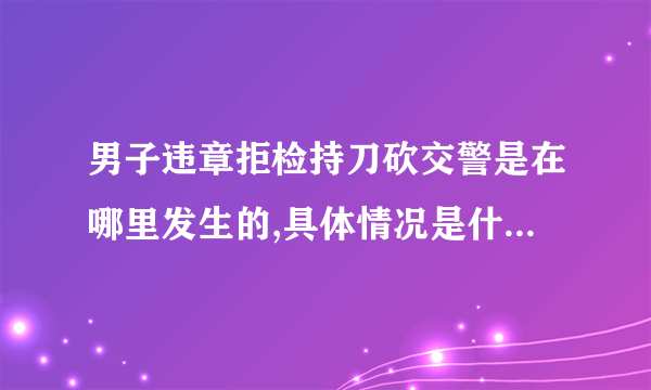 男子违章拒检持刀砍交警是在哪里发生的,具体情况是什么，怎么处理的