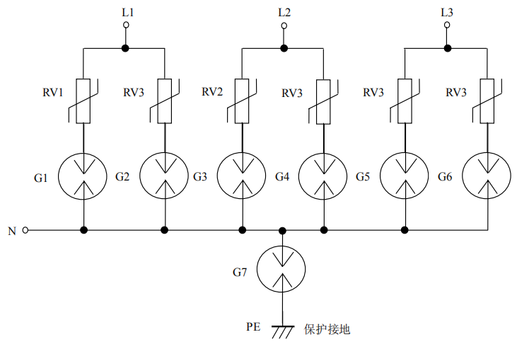 三相防雷开关接线图