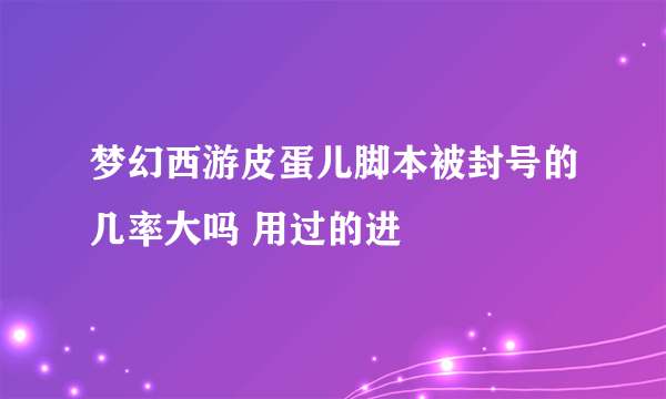 梦幻西游皮蛋儿脚本被封号的几率大吗 用过的进