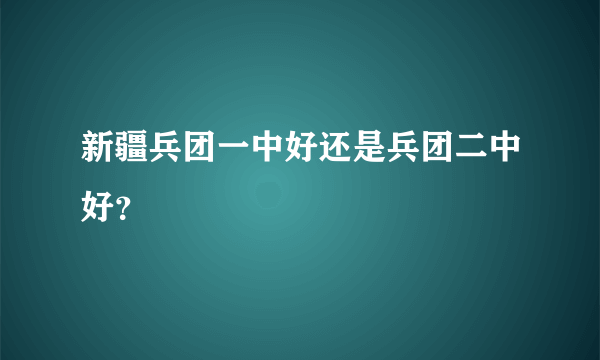 新疆兵团一中好还是兵团二中好？