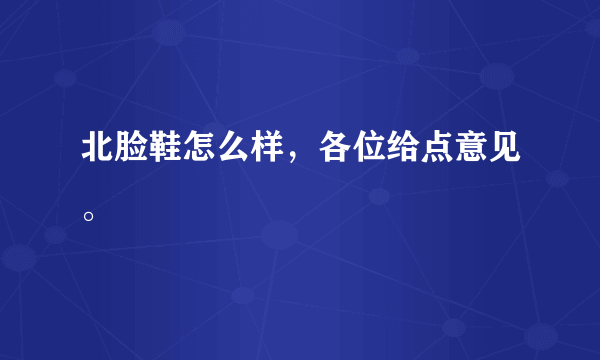 北脸鞋怎么样，各位给点意见。