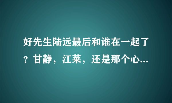 好先生陆远最后和谁在一起了？甘静，江莱，还是那个心理医生？电视剧