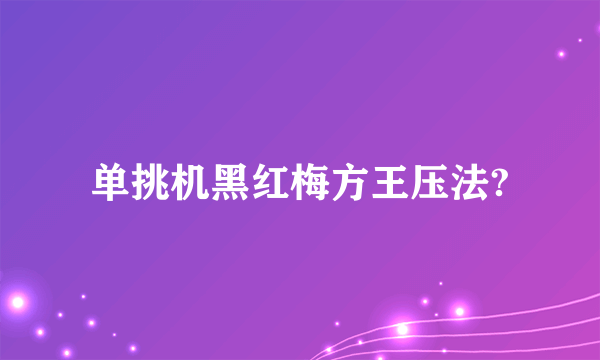 单挑机黑红梅方王压法?