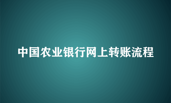 中国农业银行网上转账流程