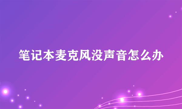 笔记本麦克风没声音怎么办