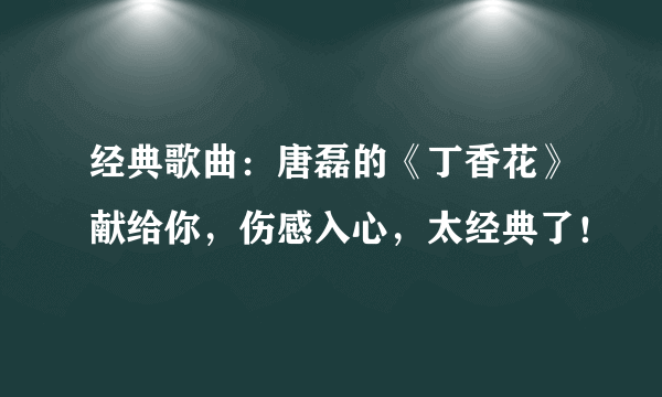 经典歌曲：唐磊的《丁香花》献给你，伤感入心，太经典了！