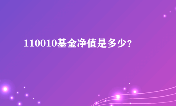 110010基金净值是多少？