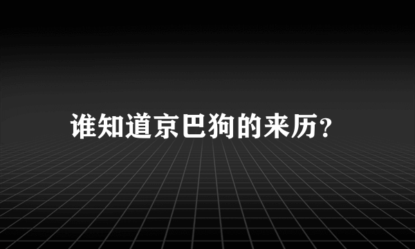 谁知道京巴狗的来历？