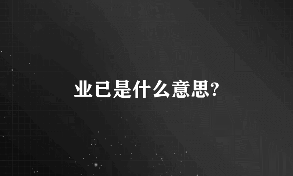 业已是什么意思?